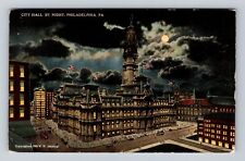 Philadelphia PA-Pennsylvania, City Hall By Night, Antique Vintage Postcard picture
