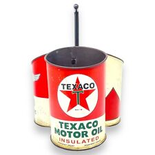 Texaco Oil Can Metal Caddy With Retro Vintage Inspired Design picture