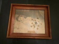 Antique Sleeping Girl Child Print In Ornate Wooden Frame picture