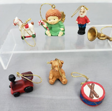 7 Vintage Miniature Christmas horn, Santa, and Angel, horse Ornaments 1.5in-2in picture