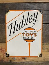 HUBLEY VINTAGE CAST IRON TOYS PORCELAIN SIGN TRAIN CAR MANUFACTURER GAS & OIL picture