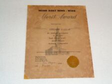 1953 Miami Daily News WIOD Radio AAU Junior Olympics Swimming Award Certificate picture