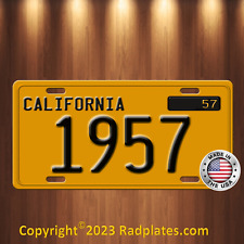 Vintage Replica 1950s yellow 1957 California Aluminum License Plate Tag picture