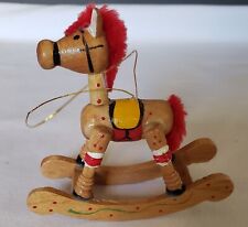 Vintage Wooden Horse Hand Painted Yarn Mane Christmas Ornament  picture