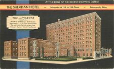 Postcard Minnesota Minneapolis Sheridan Hotel Night Mid West Map linen 23-1136 picture
