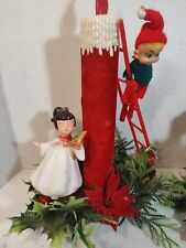 Vintage Hong Kong Elf On Ladder leaning against Candle and Girl Singing  picture
