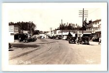 Taft Oregon OR Postcard RPPC Photo Main Street Grocery Lincoln Cars Christian picture