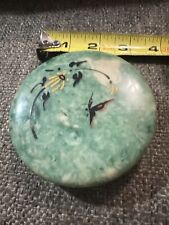 Vintage Plastic  Powder Trinket Covered Dish Asian Painted Butterfly picture