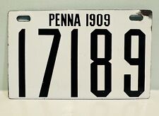 1909 Pennsylvania Porcelain License Plate 17189 ALPCA Garage Decor Great Gloss picture
