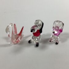 Vintage Lucite Plastic Toy Figures Swan Dog Clear Pink Painted picture