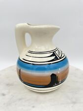 NICE 1980s YAZZIE HAND PAINTED NAVAJO POTTERY PITCHER SIGNED 9” picture