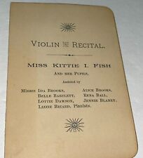 Rare Antique Victorian American Violin Teacher & Students Recital Program 1892 picture
