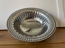 Wilton Armetale 8” Diameter Pewter Ribbed Serving Bowl Flutes and Pearls RWP picture
