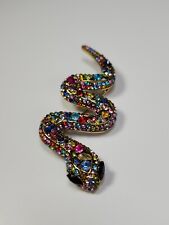 Sparkling Multi-Color Snake Brooch Lapel Pin Large Size Faux Jewels * picture