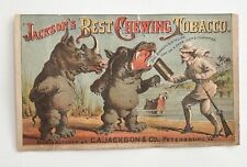 Vintage Trade Card JACKSON'S BEST CHEWING TOBACCO Rhinoceros Hippopotamus picture