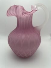 Joseph Webb Pink Mother of Pearl Diamond Optic Satin Cased Art Glass Pitcher 9