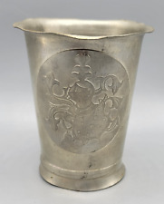 Vintage Rein ZINN Knight Shield Coat of Arms Crest Pewter Wine Cup Glass Mug picture