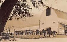 J82/ Wolf Wyoming Postcard RPPC c1940s Eaton's Ranch Barn Horses 372 picture