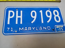 1971 MARYLAND LICENSE PLATE 1975 PH 9198 BLUE picture