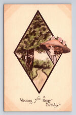 Artist Signed Cobb Shinn Portait of Woman & Lover's Tree Postcard picture
