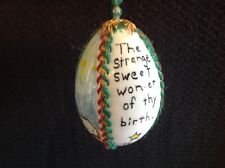 Vintage 1984 Christmas Hand Painted Egg Ornament Wonder of thy Birth by S. P. picture
