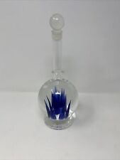 Vintage blown glass bottle with topper Blue Flower picture