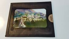 DFH Glass Magic Lantern Slide Photo CITY OF STONE BUILDINGS AT MOUNTAIN BASE picture