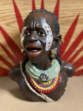 Vintage Realistic African Tribal Man Bust Sculpture (Statue) picture