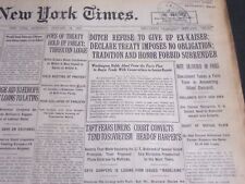 1920 JANUARY 24 NEW YORK TIMES - DUTCH REFUSE TO GIVE UP EX-KAISER - NT 6747 picture