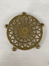 Antique Victorian Solid Brass Trivet with Lion Paw Feet, 5