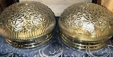 Two 1950s Art Deco MCM Coin Light Fixture Flush Mount Brass Volume Pricing Nice picture