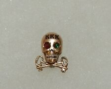 Vintage Tri Kappa Sorority 10k Gold Skull Pin Crossed Keys Jeweled Eyes picture