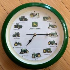 John Deere Round White Green Wall Clock Tractor Sounds On The Hour Tested Works picture