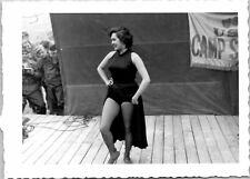 Woman Leggy Dancer USO Road Show Photo 1952 Korean War Vtg Snapshot picture