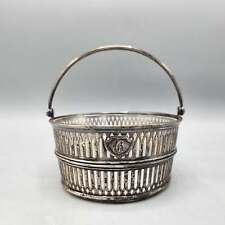 Vintage Sterling Silver Pierced Basket with Glass Insert picture