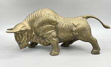 Vintage Brass Bull Statue Large Mid Century Charging Bull Hollywood Regency NICE picture