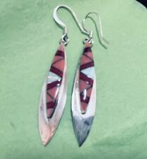 Navajo 2-Sided Sterling Pink Spiny Oyster And Coral Earrings #937 picture