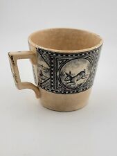 Rare One Of A Kind Antique Scottish Animal Mug Transfer Ware Circa 1840's.  picture