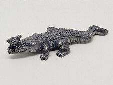 Vintage Pewter Image Alligator/Crocodile With Bird Perched On Snout picture