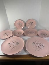 Taylor Smith Taylor~MCM~PINK DWARF PINE~Dinnerware 8pc 2 Place Settings EUC picture