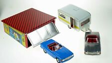 Kovap Garage & 2 Mercedes Coupes Hand Made European Tin Toys Collectors Toys picture