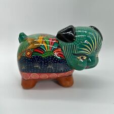 Mexican Pottery Piggy Coin Bank Isidoro Mexico Colorful Talavera Folk Art 5.5H picture
