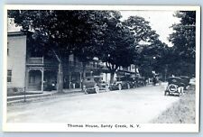 Sandy Creek New York Postcard Thomas House Classic Cars Road Trees 1910 Unposted picture