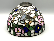 Vintage Tiffany-Style Stained Glass Slag Glass Lamp Cover Hummingbird Pattern picture