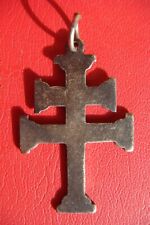 Antique NORTH AMERICAN INDIAN TRADE SILVER CROSS Double Bar Lorraine silver Cros picture