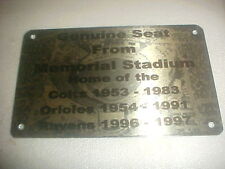 BALTIMORE MEMORIAL   Stadium seat PLAQUE picture