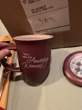 NEW Abbey Gifts You Are An Amazing Woman Ceramic Mug w Lid Coaster #AF picture