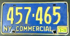 Vintage 1970s  New York License Plate Blue Orange Commercial picture
