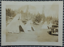 c.1930s Teepee Tents Car Reservation Horse Mountains Small Vintage Antique Photo picture