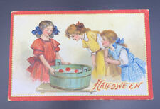 Antique Tuck’s Halloween Postcard Girls W Apples picture